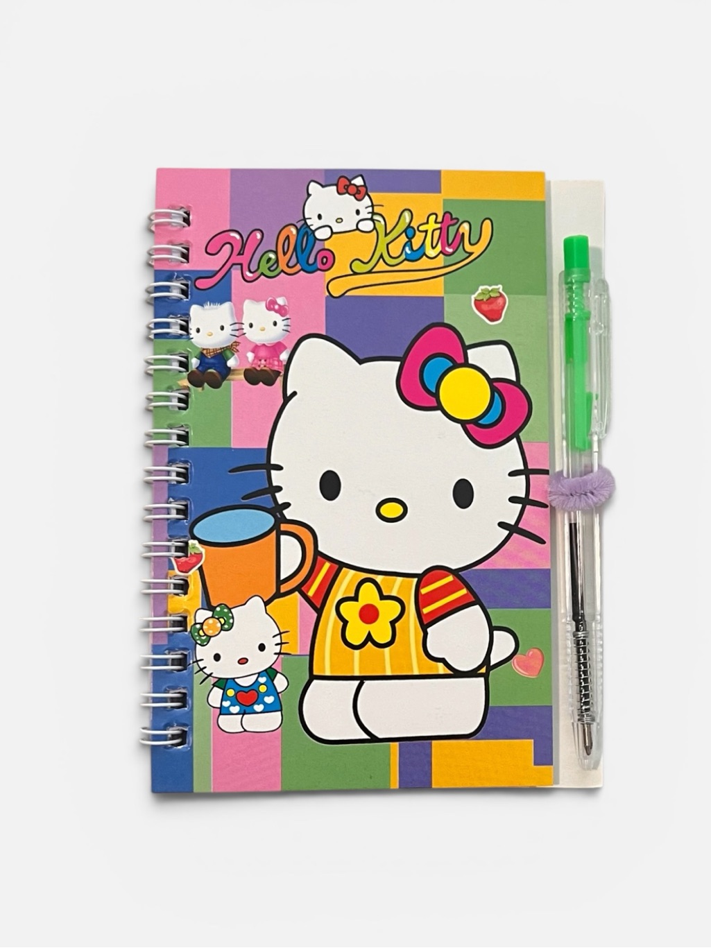 Hello Kitty Colorblock Notebook With Green Pen